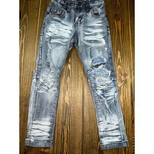 FWRD Denim boys Size 3 Distressed Pocket Jeans Kids Slim Patch Blue